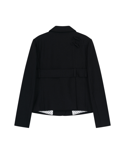 Ribbon belted preppy jacket чёрный