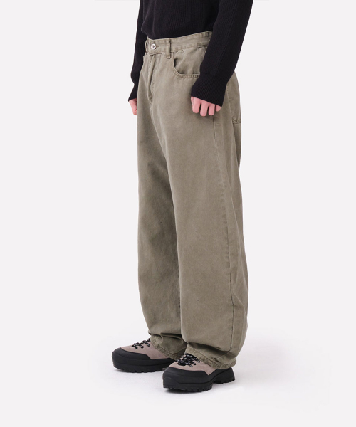 Хлопковые брюки balloon fit (Khaki)