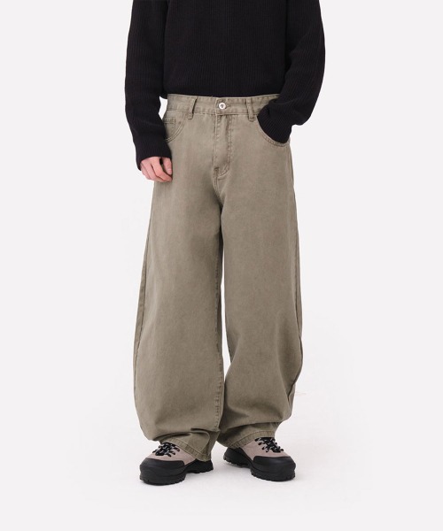 Хлопковые брюки balloon fit (Khaki)