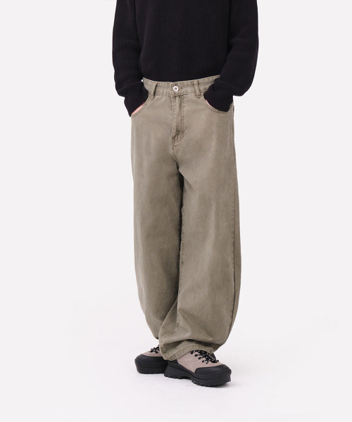 Хлопковые брюки balloon fit (Khaki)