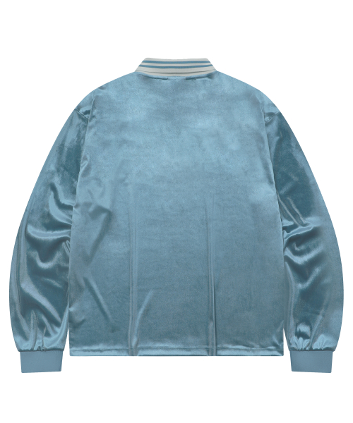 Велюровый лонгслив с воротником-Sky Blue