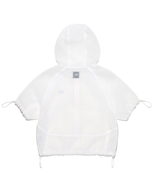 Woman short-sleeved hooded wind breaker белый