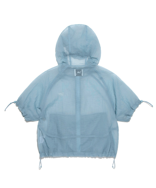 Woman short-sleeved hooded wind breaker light синий