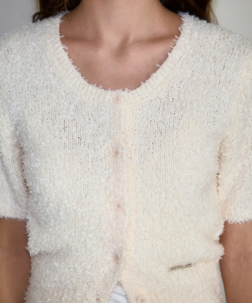 Puff hairy half cardigan <<<protect0>>>