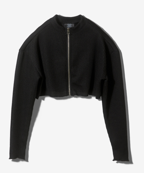 Crop knit zip up - чёрный