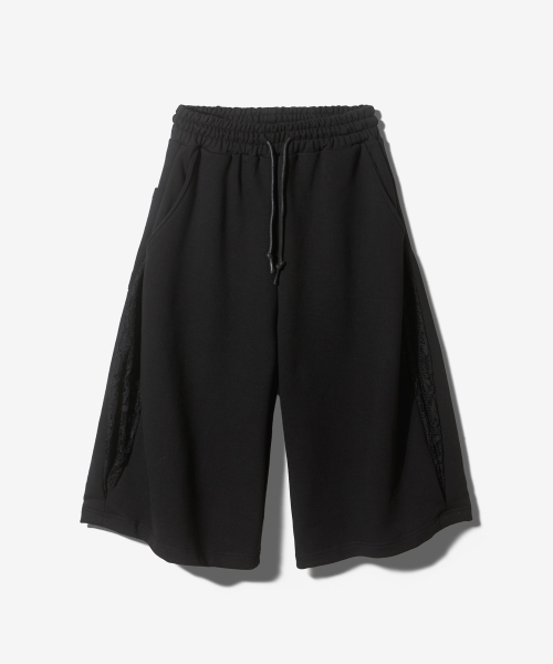 Scissors tuck see-through 3/4 pants-чёрный