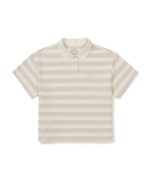 Женская хлопковая поло в полоску (S25MWFPS69) Light Pink