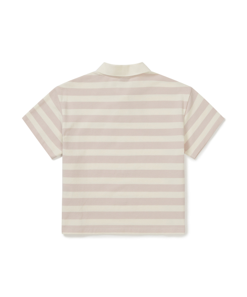 Женская хлопковая поло в полоску (S25MWFPS69) Light Pink