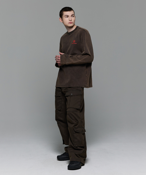 Коричневый washed damage long-t