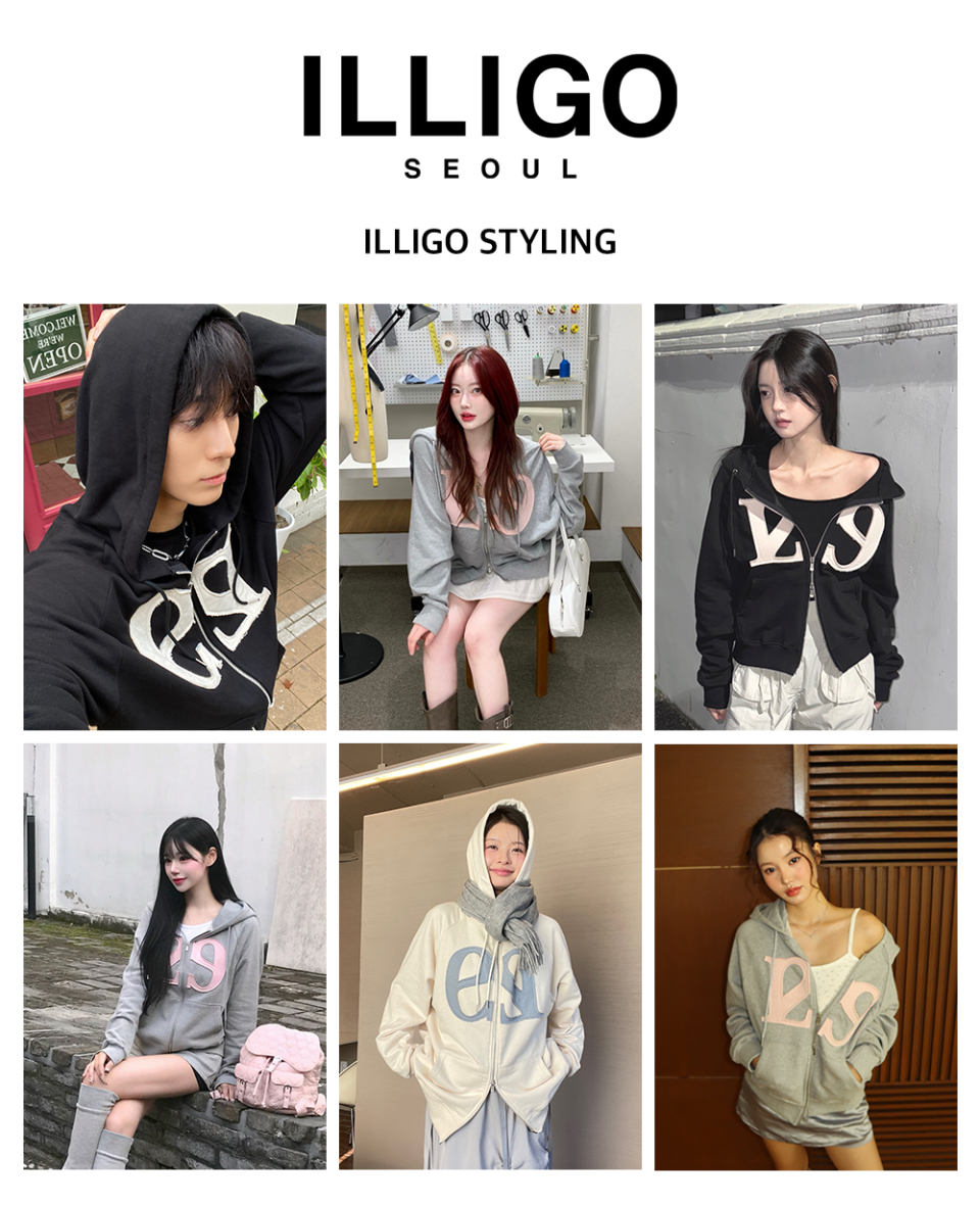 MUSINSA | ILLIGO 129 Logo Patch Hooded Zip-Up - 5 COLOR