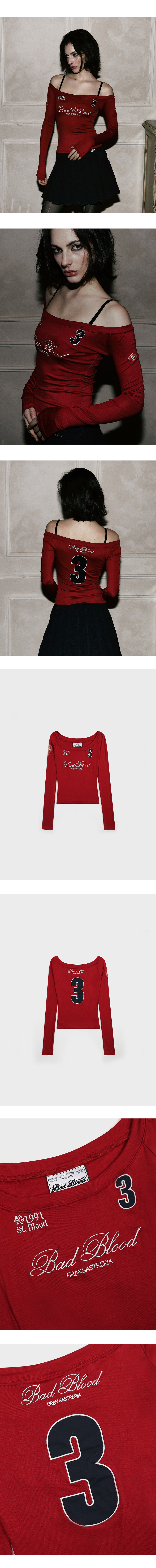 MUSINSA | BADBLOOD Saint Blood Off Shoulder Top - Red