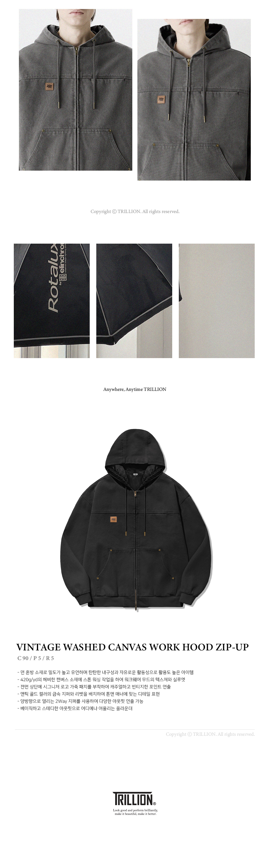 パーカー・フーディ TRILLION Vintage Washing Canvas Work Hood Zip Up 5JH481 MUSINSA | TRILLION Vintage Washed Canvas Work Hooded Zip-Up