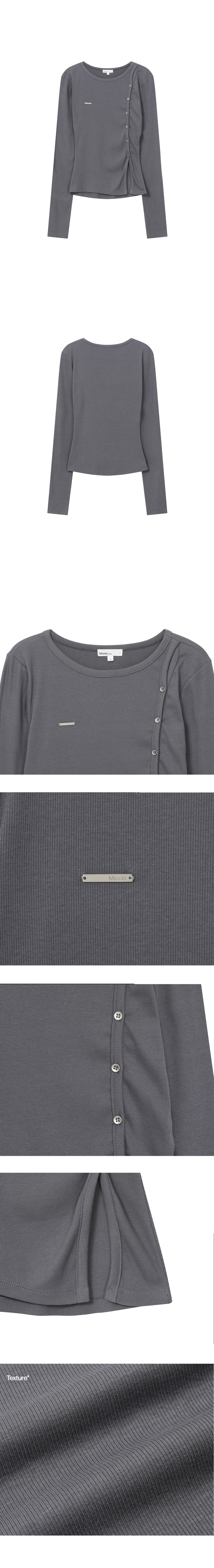 ◆MISEKI SEOUL◆ Unbalanced button long sleeves CHARCOAL MSK MUSINSA | MISEKI SEOUL Unbalanced button long sleeves CHARCOAL