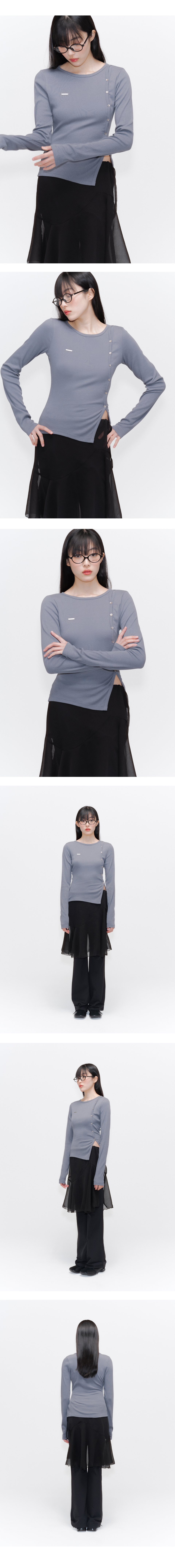 ◆MISEKI SEOUL◆ Unbalanced button long sleeves CHARCOAL MSK MUSINSA | MISEKI SEOUL Unbalanced button long sleeves CHARCOAL