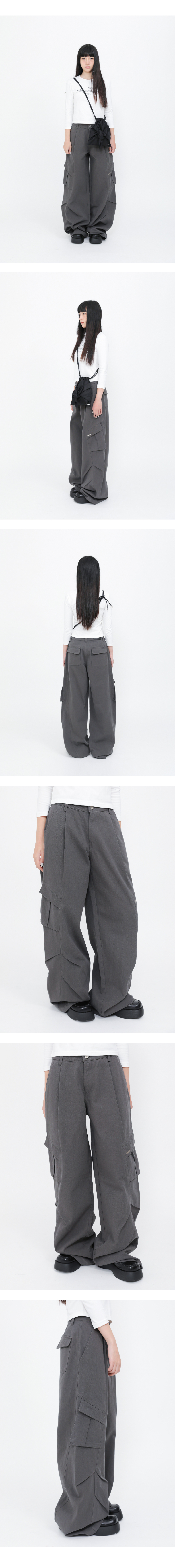 미세키서울(MISEKI SEOUL) Pocket pintuck wide pants CHARCOAL