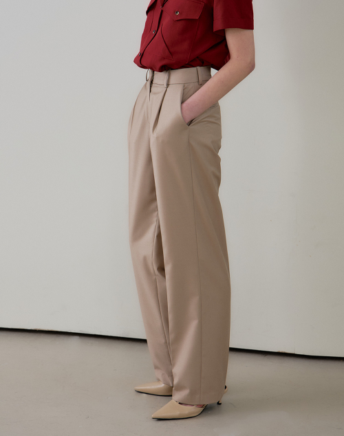 STRAIGHT FIT SLACKS BEIGE прямые брюки