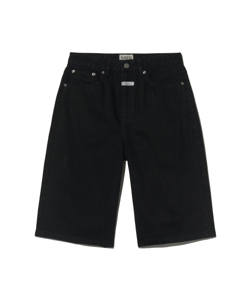 W long bermuda denim pants чёрный