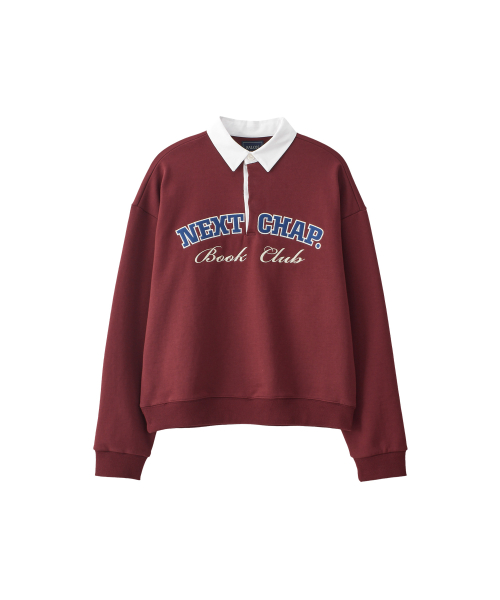 Next chapter shirt collar sweatshirt_ burgundy