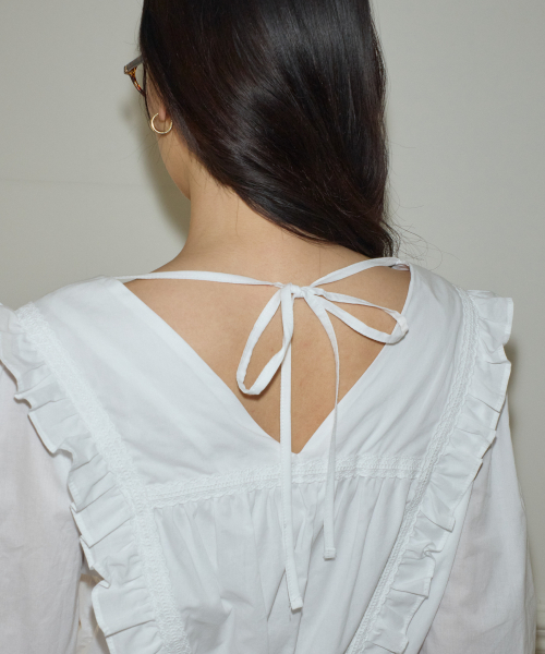Ruffle point jumpsuit_ белый