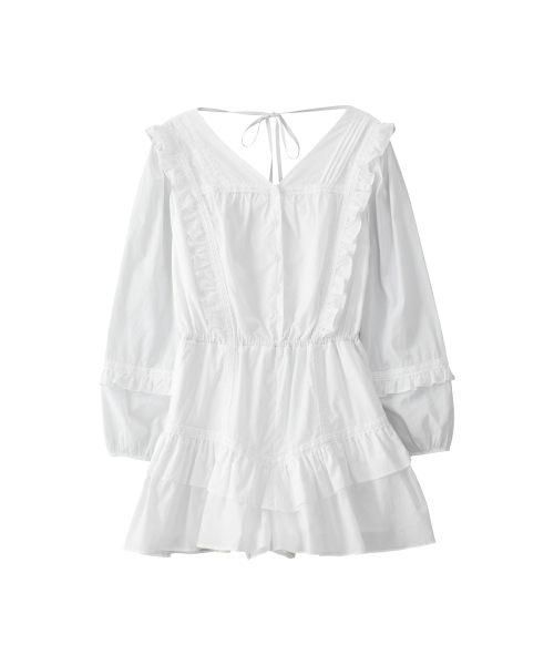 Ruffle point jumpsuit_ белый