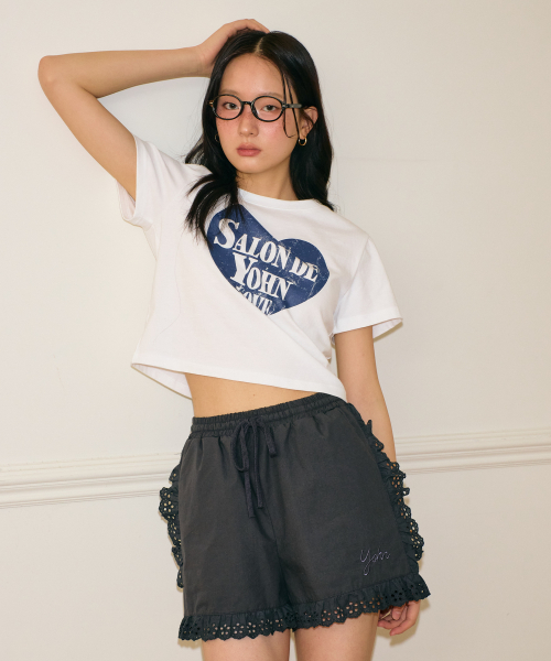 Lace хлопок banding shorts_ угольный