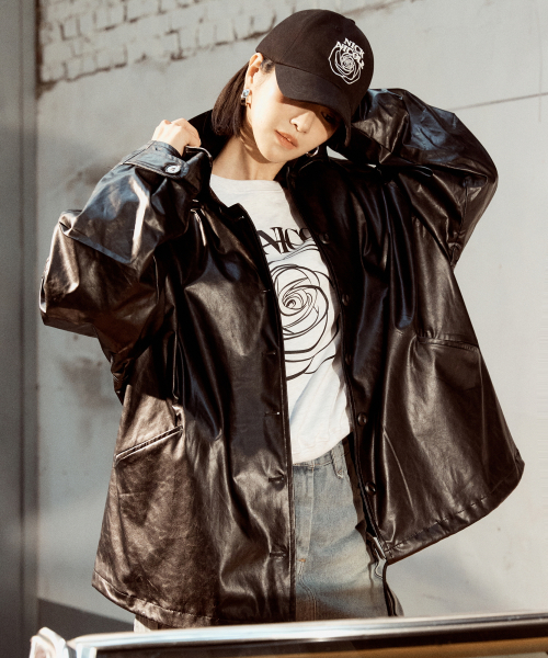 Vintage half кожа string jacket_black