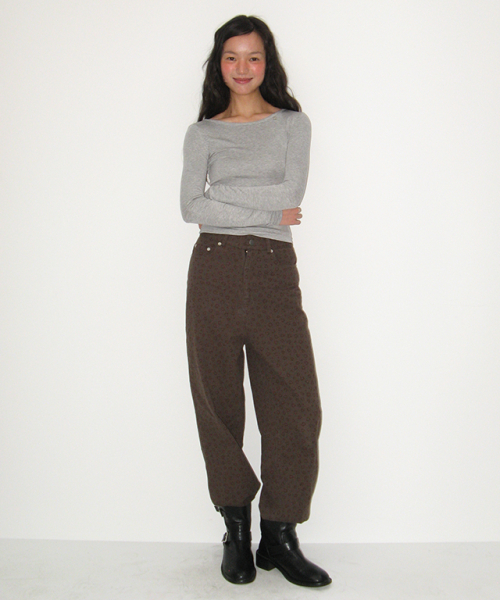 Heart leopard straight pants угольный коричневый