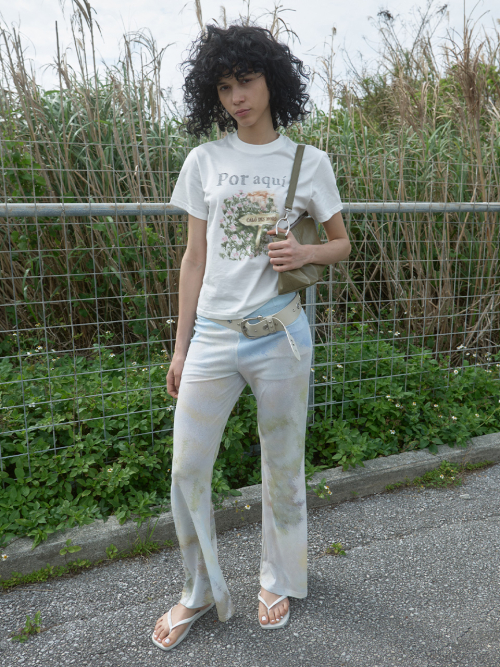 Print flared pants print flower
