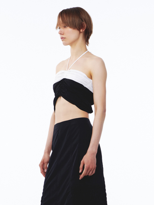 Shirring halter top чёрный off-белый