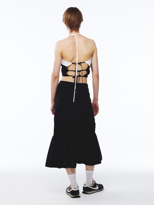 Shirring halter top чёрный off-белый