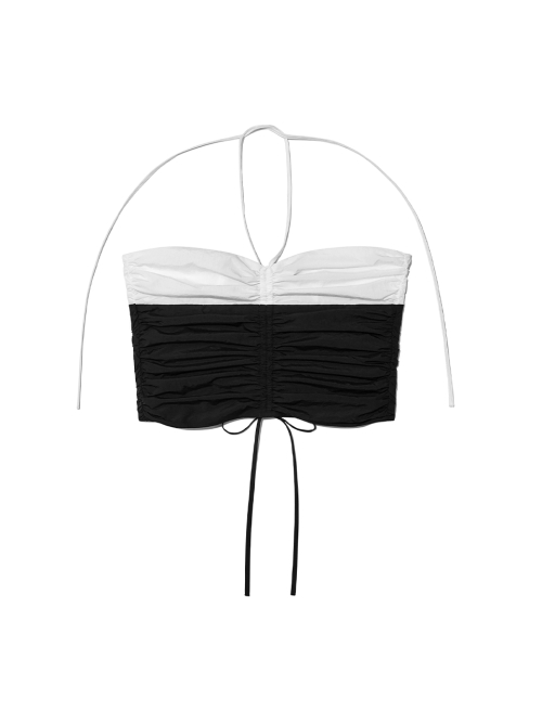 Shirring halter top чёрный off-белый