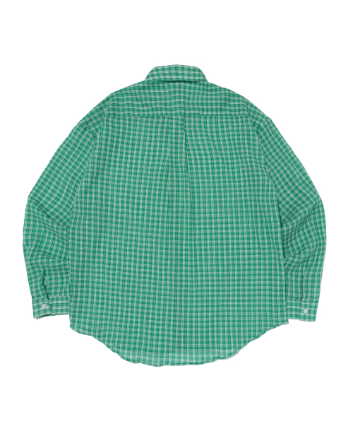 Хлопковая рубашка в клетку из сирсакера (Green)