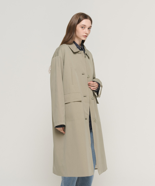 Классическое длинное пальто-тренч (Khaki)