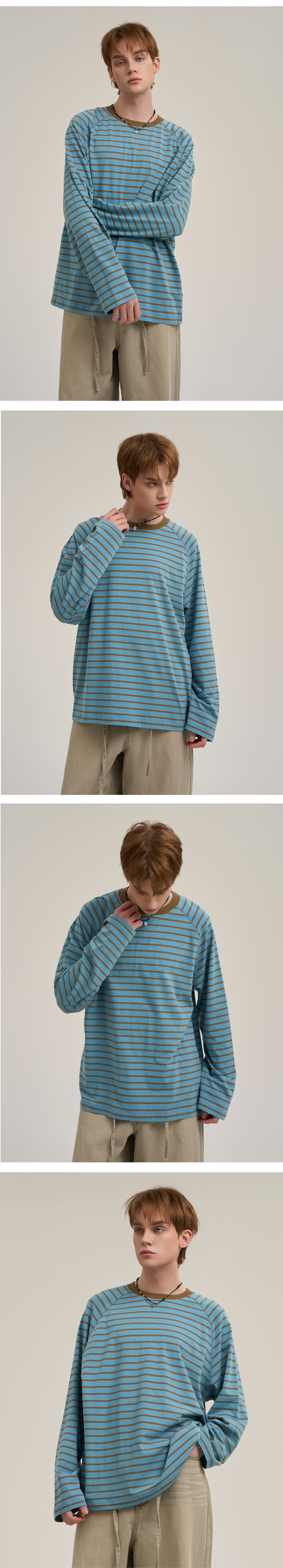 SUPERSUB ♥ Striped Raglan Long Sleeve T-shirt /追跡付 MUSINSA公式 | SUPERSUB Striped Raglan Long Sleeve Tee - Blue
