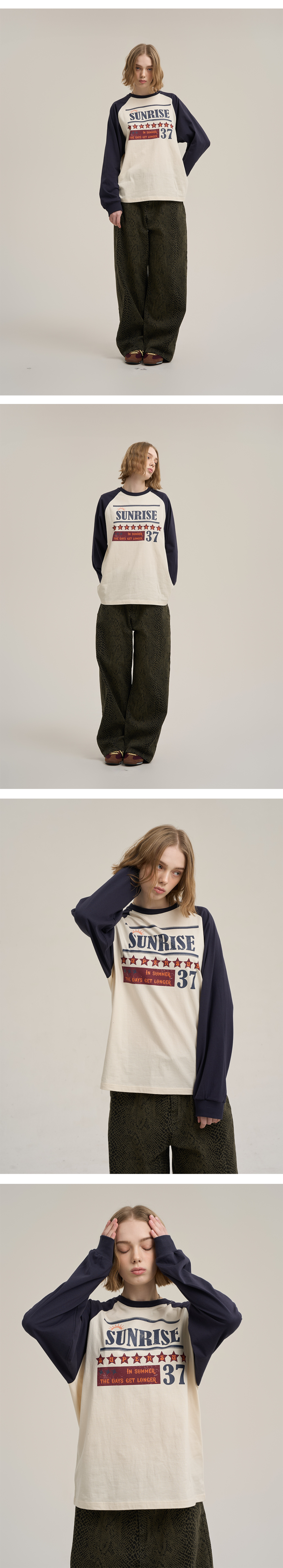 SUPERSUB ♥ Sunrise Raglan Long Sleeve T-Shirt /追跡付 MUSINSA | SUPERSUB Sunrise Raglan Long Sleeve Tee - Navy