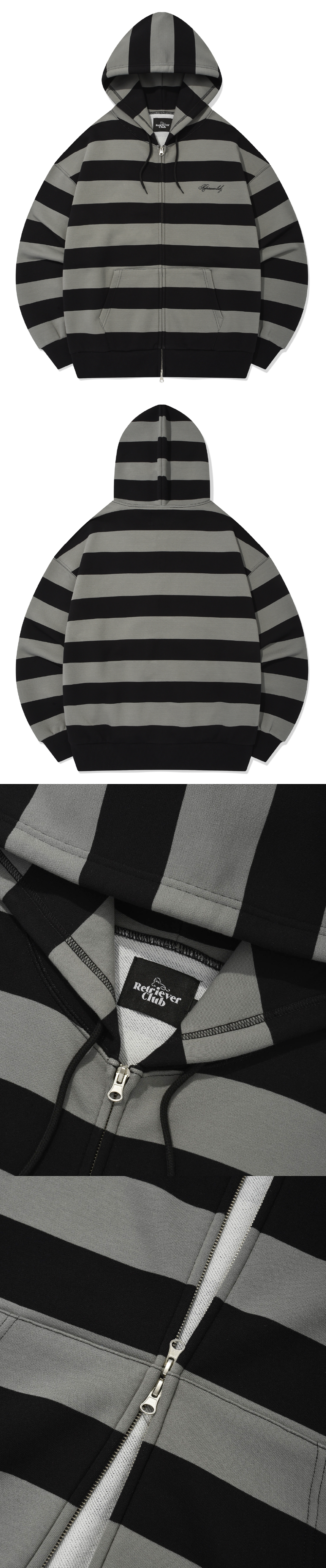 [RETRIEVER CLUB]UNISEX●BOLD STRIPE HOOD ZIP UP MUSINSA | RETRIEVER CLUB BOLD STRIPE HOOD ZIP UP [GRAY]