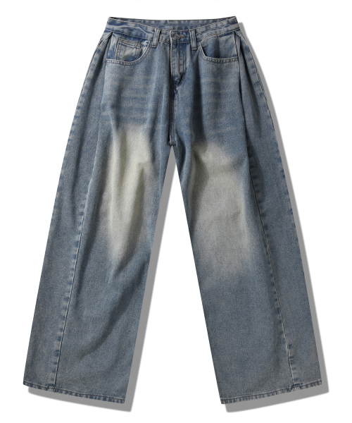 Джинсы баллоны унисекс с защипами сбоку Vintage Dark Blue