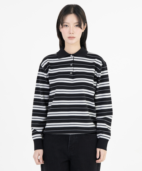 W Stripe Knit Pique, Navy