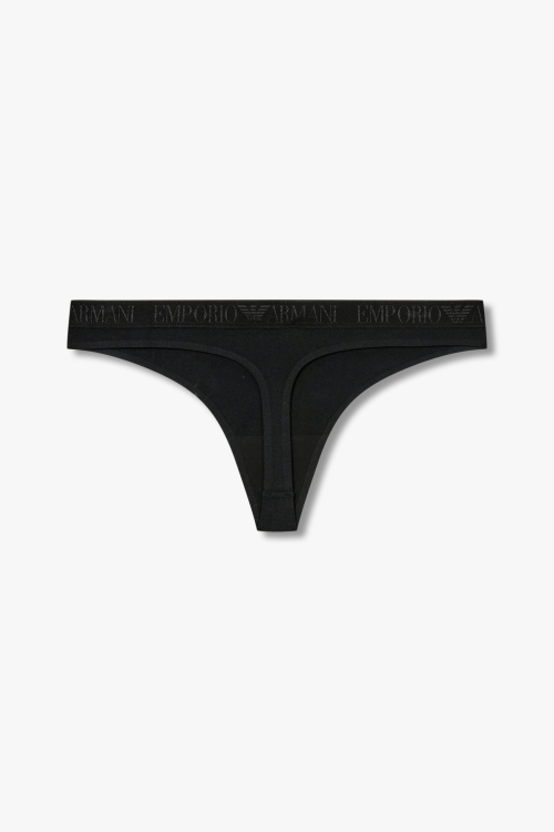 [EMPORIO ARMANI UNDERWEAR] Женские стринги из нейлона с жаккардом_Black 825110542