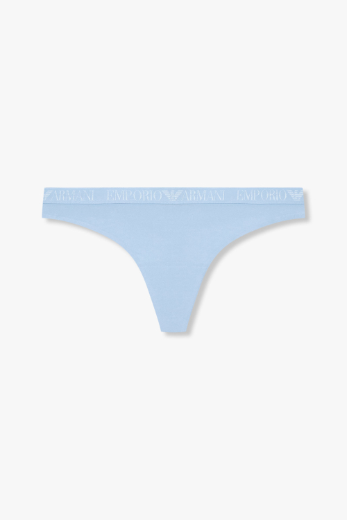 [EMPORIO ARMANI UNDERWEAR] Женские нейлоновые стринги с жаккардом Light Blue 825110541