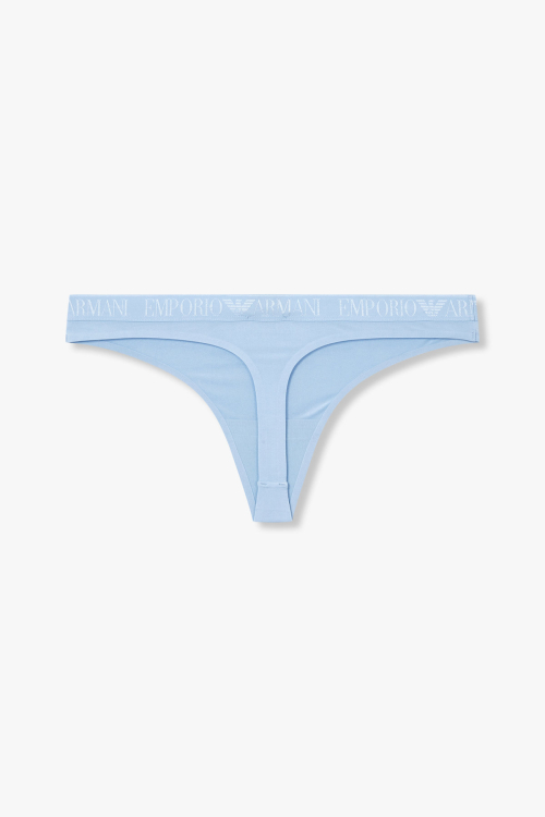 [EMPORIO ARMANI UNDERWEAR] Женские нейлоновые стринги с жаккардом Light Blue 825110541
