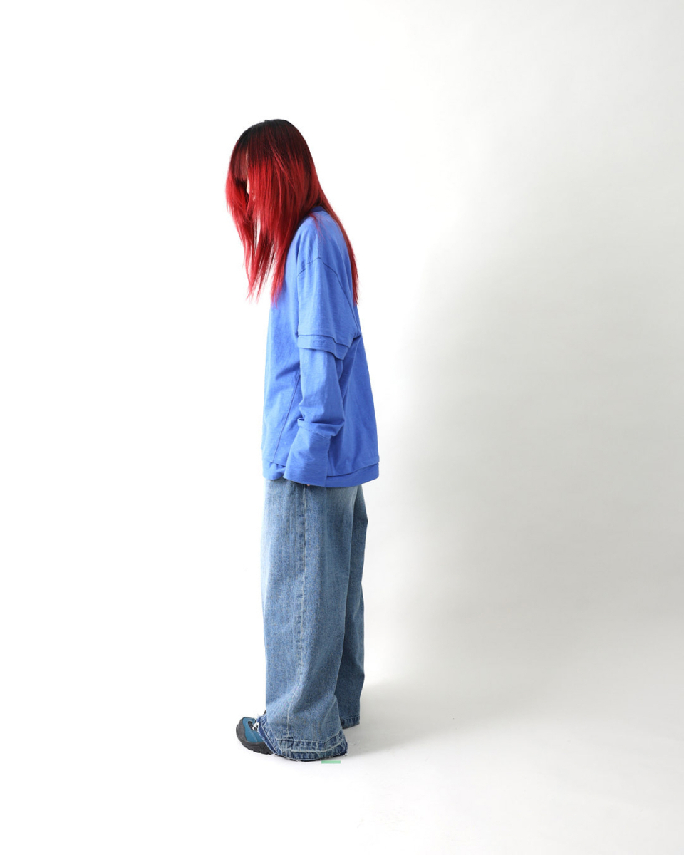 tシャツ 999HUMANITY / 999ヒューマニティ WOOL TENCEL BLENDED LAYERED レディース MUSINSA公式 | 999HUMANITY Double Layered Tee (El Blue)