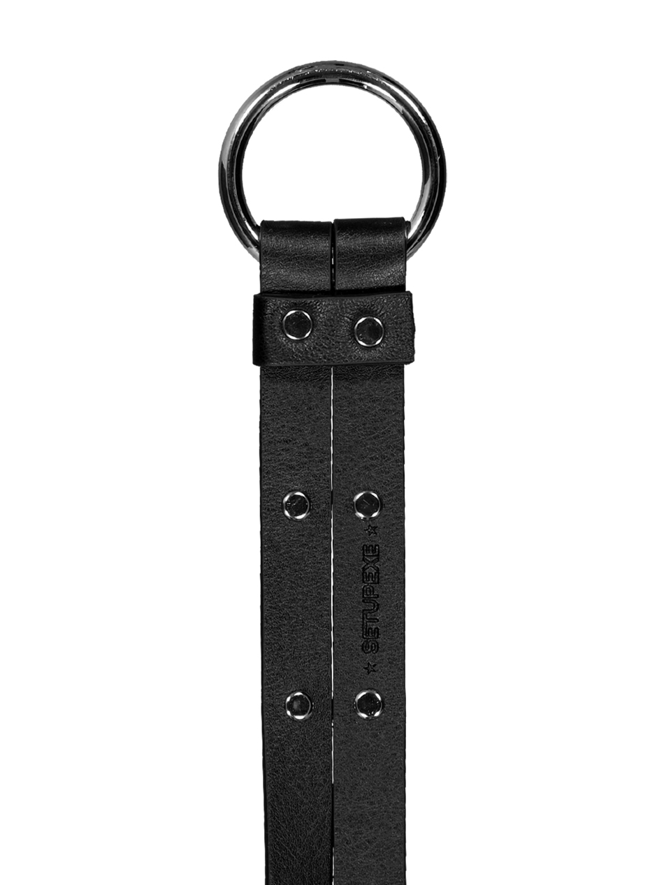 SETUP-EXE☆O-RING DOUBLE STRAP BELT Premium Draping Chain Halter O-ring Belt Black Leather