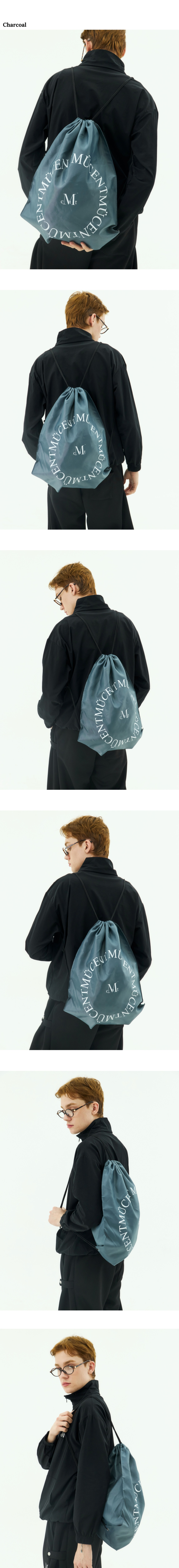 MUSINSA | MUCENT Circular logo string gym bag (unisex)