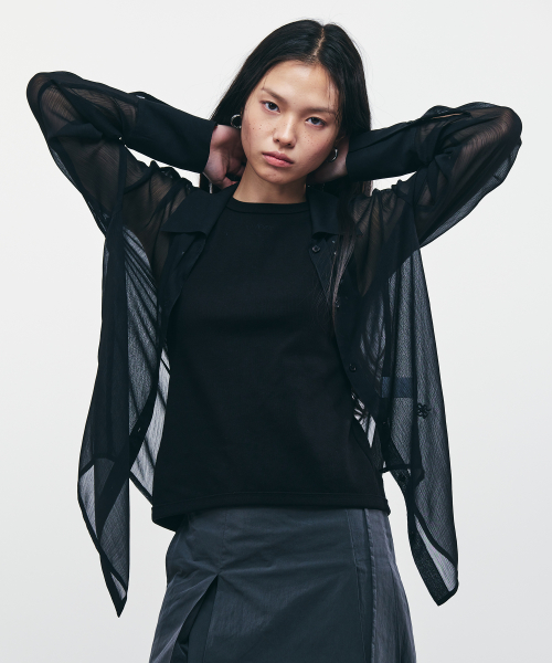 Sheer Cuffs Shirt 3COLORS