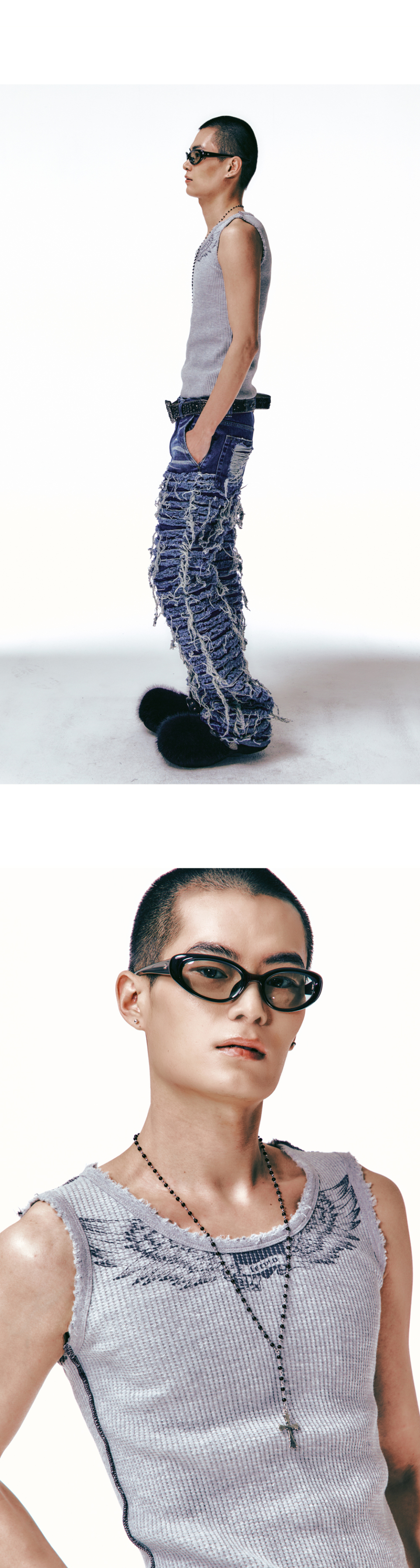 MUSINSA公式 | LECYTO Destroyed Radiance Sleeveless_[M.Gray]