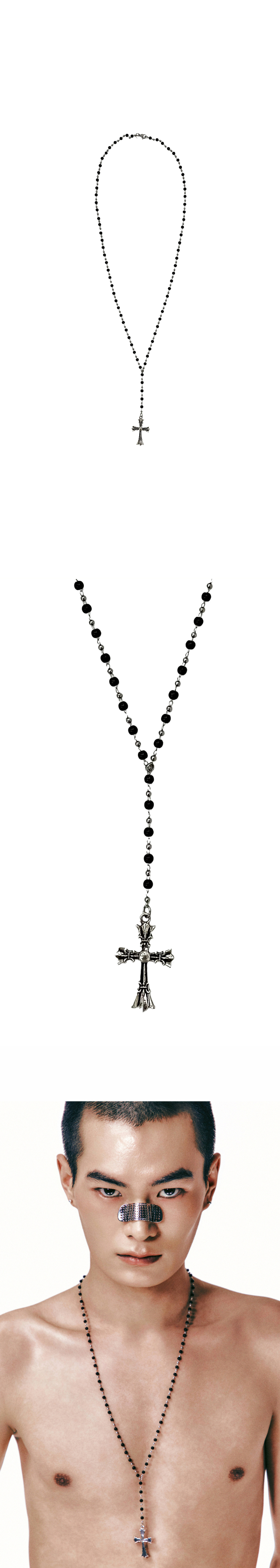 MUSINSA | LECYTO Antique Mixxed Cross Necklace _[Silver]