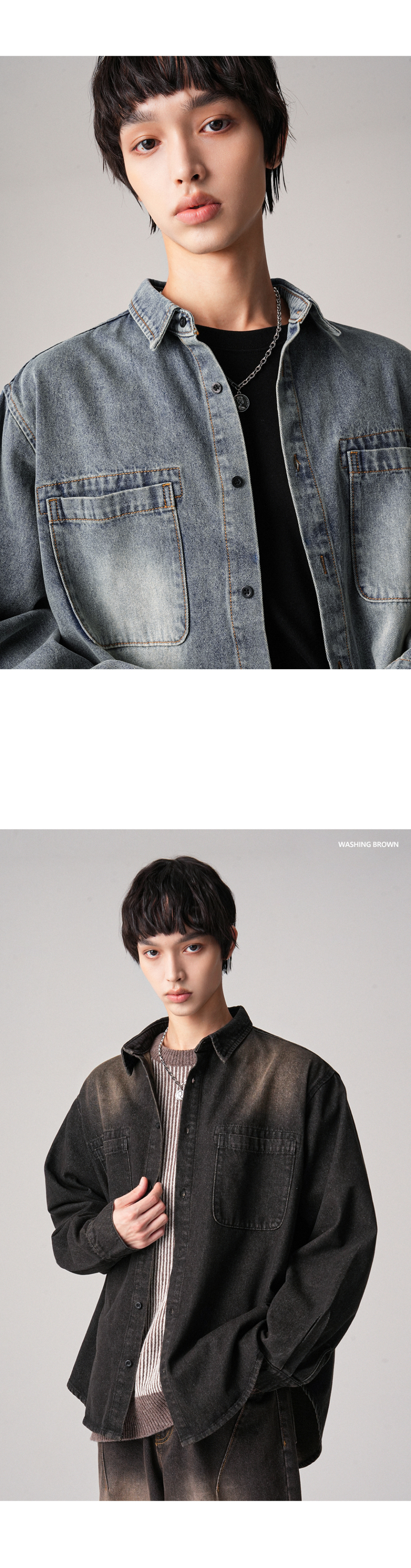 MUSINSA | AVANDRESS Calm Stone Denim Shirt - 3COL