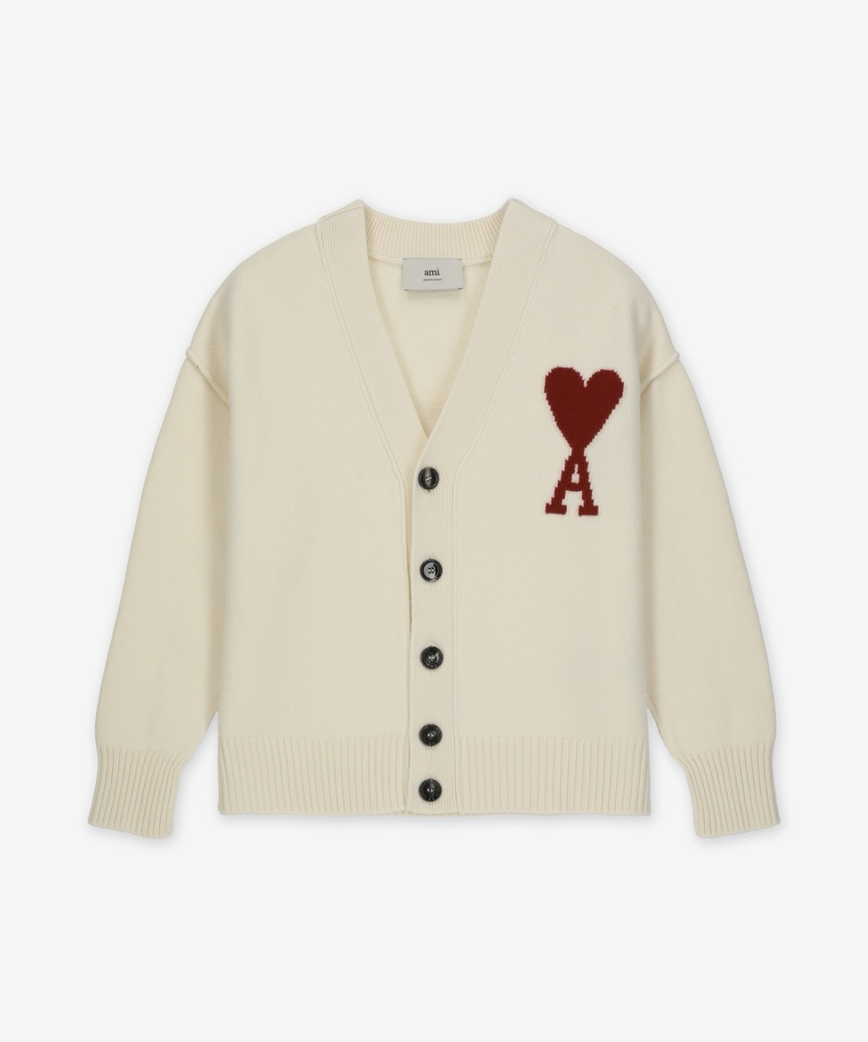 ★AMI PARIS★ Big Heart Intarsia Logo Wool Cardigan Off Whit MUSINSA | AMI Big Heart Intarsia Logo Wool Cardigan - Off