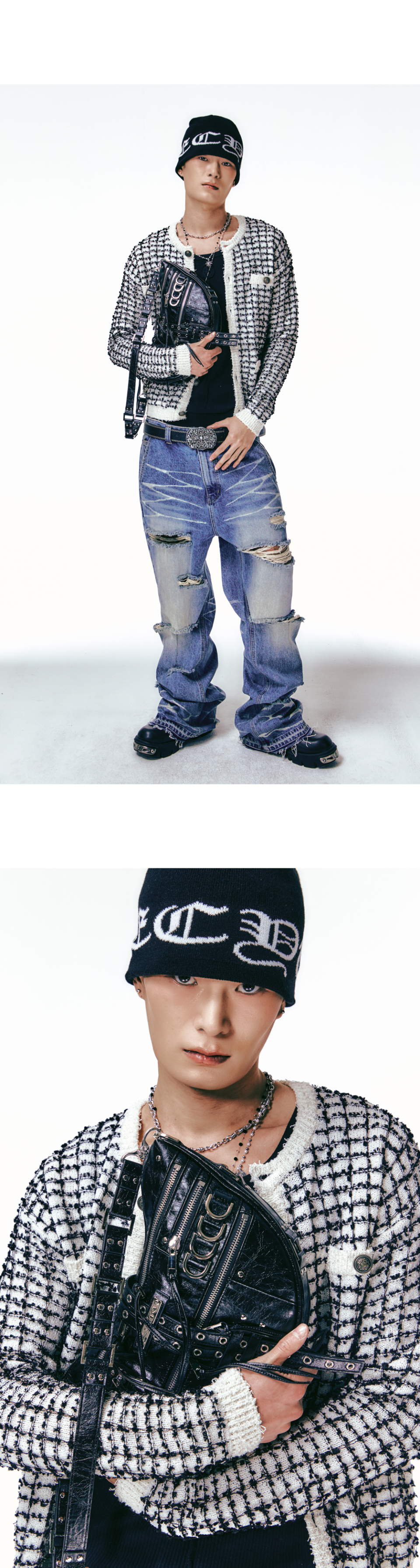 MUSINSA公式 | LECYTO Lettering Jacquard Beanie_[Black]